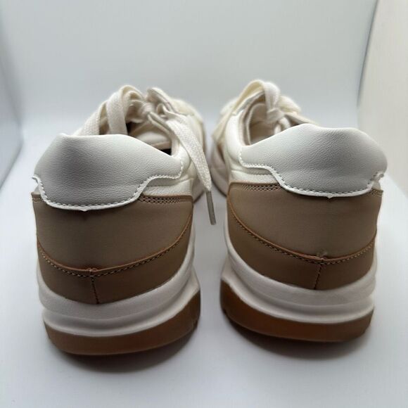 CUSHIONAIRE Women's lace up Sneaker +Comfort Foam 11 WHITE/TAN - Picture 4 of 7